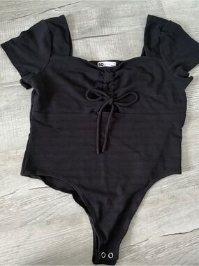 black lace up bodysuit
